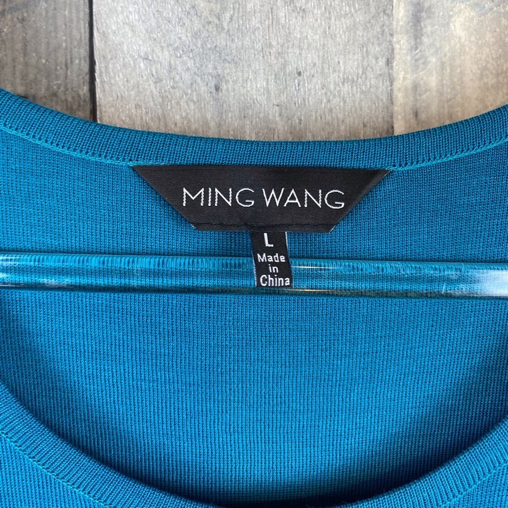 Ming Wang Mid-Length Scoop Neck Knit Tank in Teal Blue Size Large. - Picture 6 of 8
